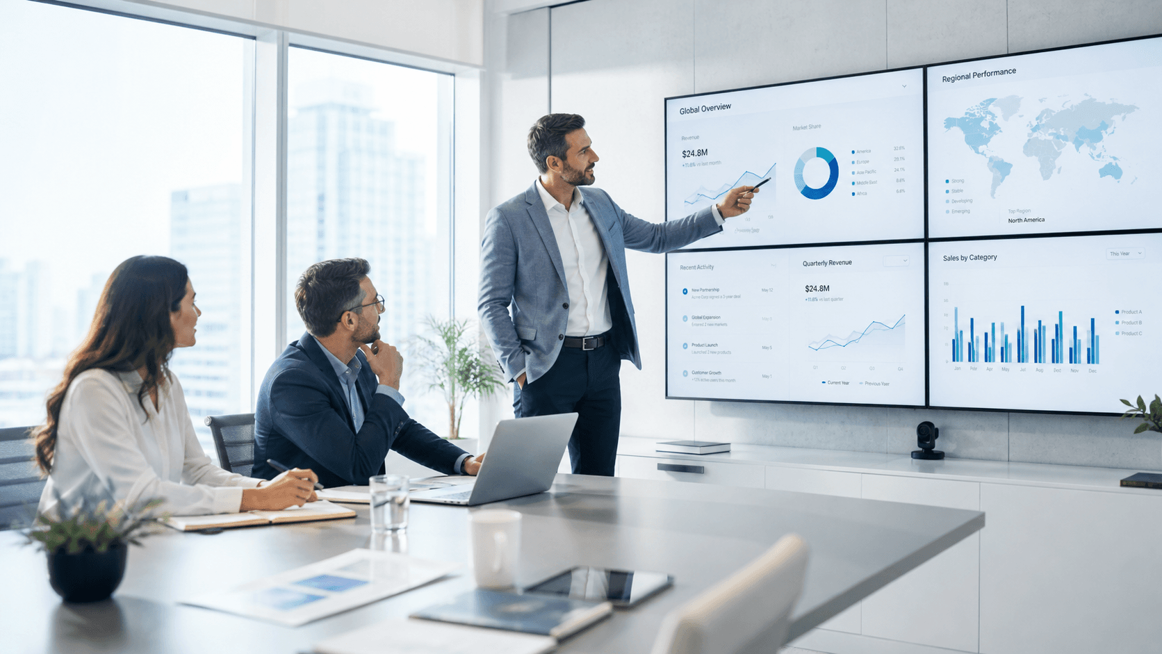 Equipo analizando información